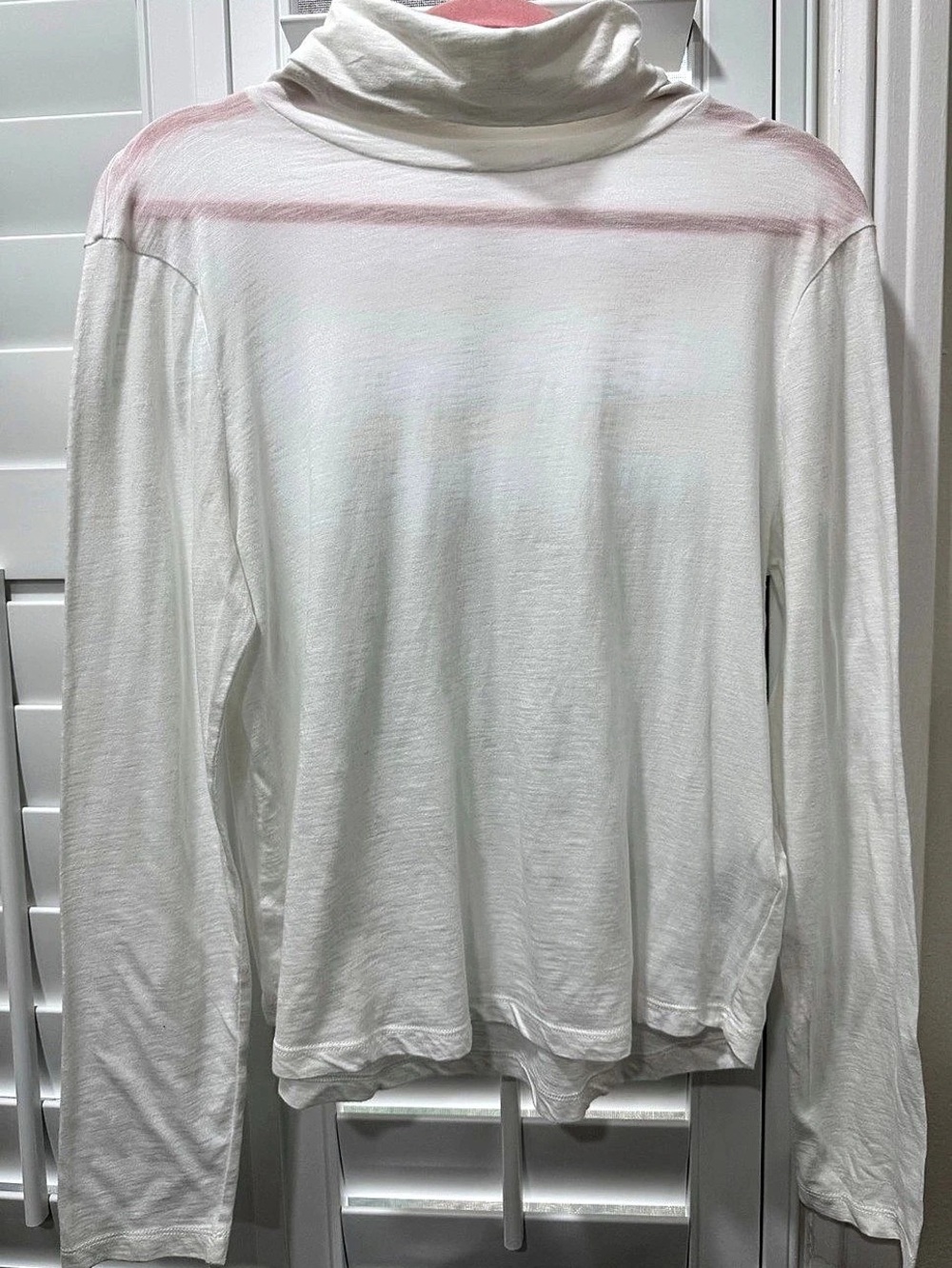 Madewell Color Block Cotton Turtleneck in White & Pink Size Large